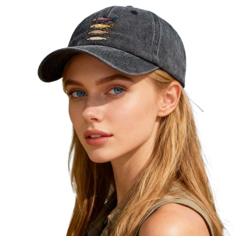 1pc Leisure Printed Baseball Cap for Women,Colorful Fish Design,Stylish Versatile Snapback Hat for Outdoor Activities Dailywear