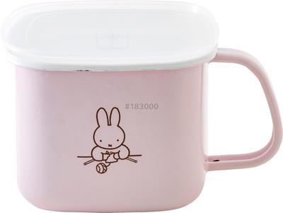 Fuji Emalj Miffy Pastell Miso Förvaringsburk, Fyrkantig, Rosa, Passar till Misosoppa, Perfekt som Gåva