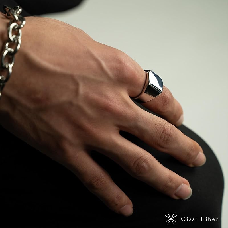 [Cisst liber] signet ring mens ring ring ring men's Seal stand seal stand ring signet surgical stainless steel stainless black black color black No.