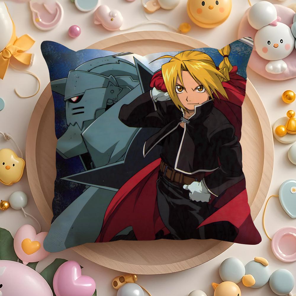 F-ULLMETAL Anime A-ALCHEMIST Cushion Cover Home & Car Multi-Scene Pillow Cover - Reversible, Soft & Durable for Daily Use