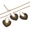 Vintage Ethnic Gold Color Drop Earrings Necklace for Women Heart Shape Statement Earrings Bohemian Rope Wrap Zircon Bijoux