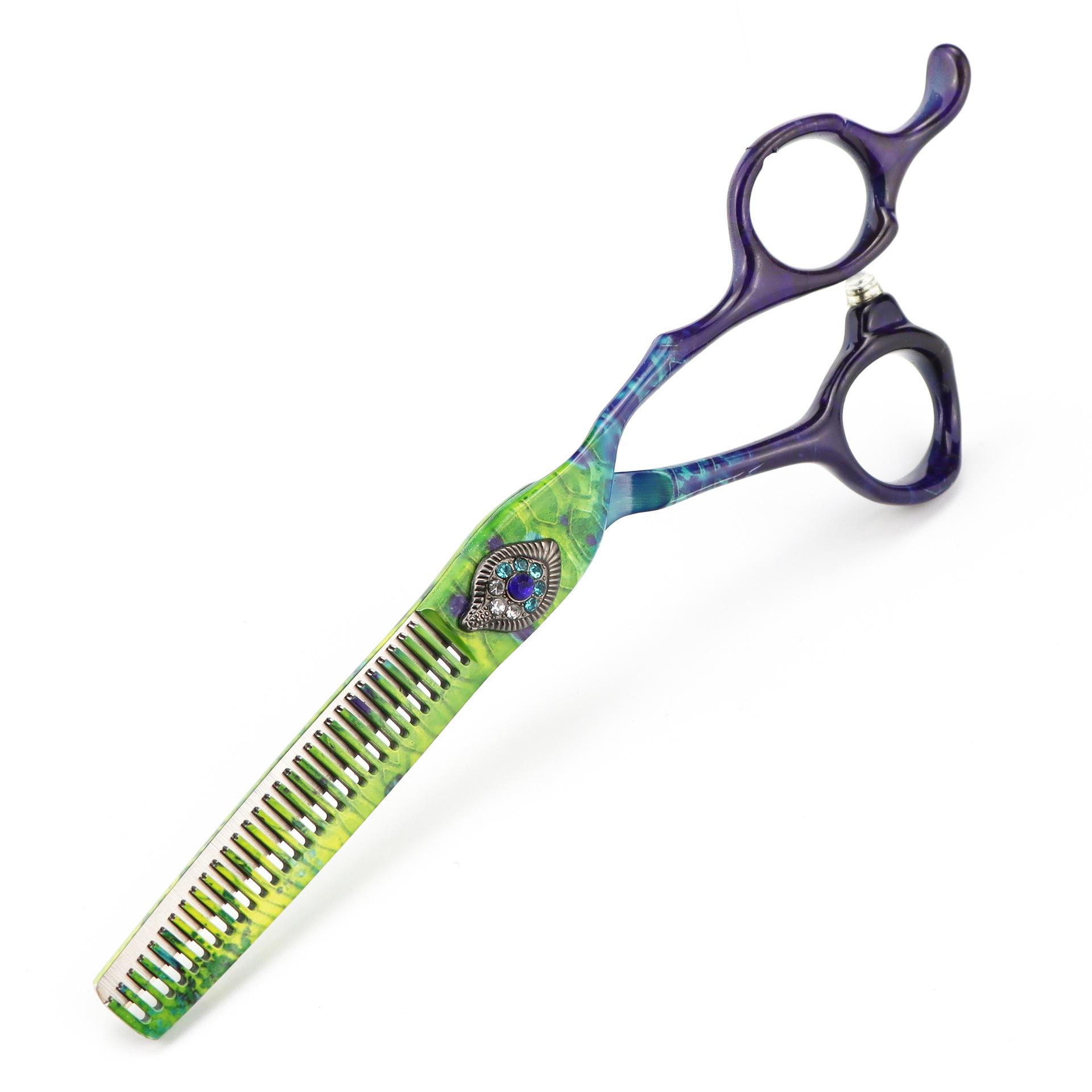 6 Color Ceramic Hairdressing & Barber Scissors Set: Straight, Bangs, Thinning Shears