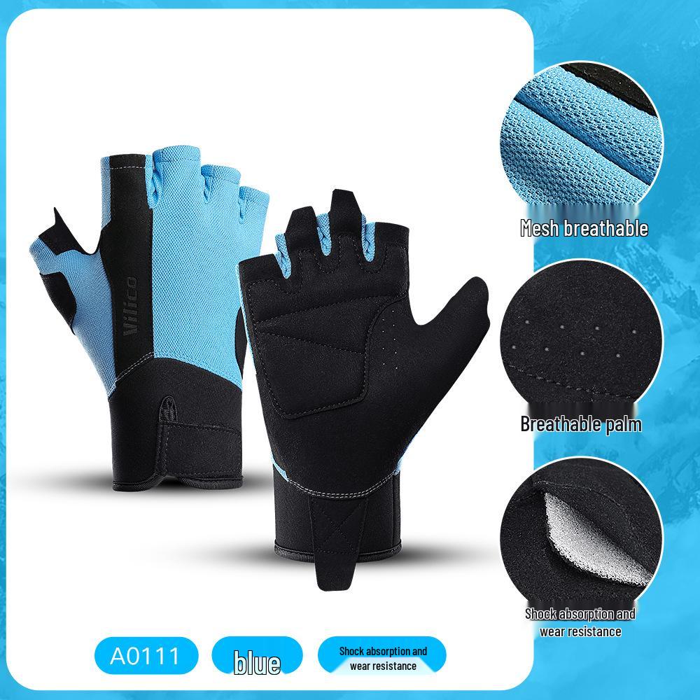 

Vilico Spring Fitness Lightweight Breathable Half-Finger Gloves - Anti-Slip, Wear-Resistant, Shock-Absorbing M синий