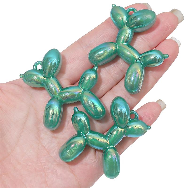1/2pcs Acrylic Electroplated UV Balloon Dog Pendant Charms for DIY Jewelry Earring Bracelet Making