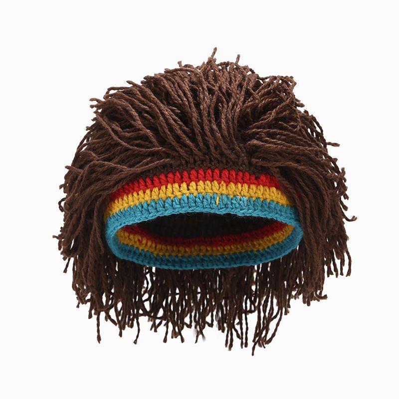 Funny Headsets Hats Men's and Women's Personality European and American Warm Knitted Wig Hats Dirty Braids Knitted Hats Hip Hop Party Hats