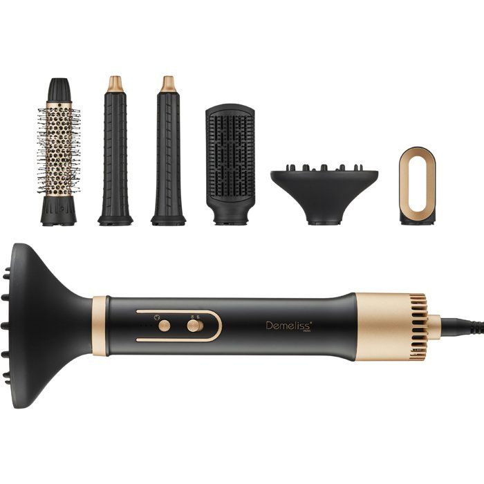 Brosse soufflante 5-en-1 - SAINT ALGUE - Demeliss - 1000 W - 3 températures - Noir / Or