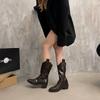 Brown Coarse Heel Martin Boots Women's New Pointed Mid-tube Pile Boots Western Cowboy Maillard Autumn Boots