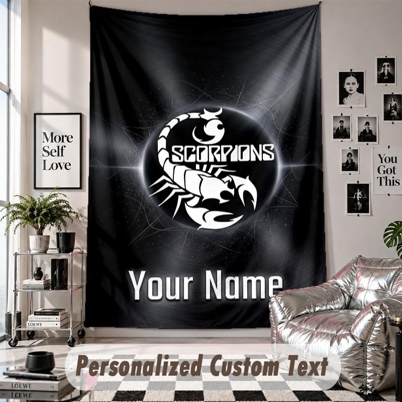 Wall Hanging Tapestry With Custom Name & Text, Scorpions Decorative Tapestry For Bedroom