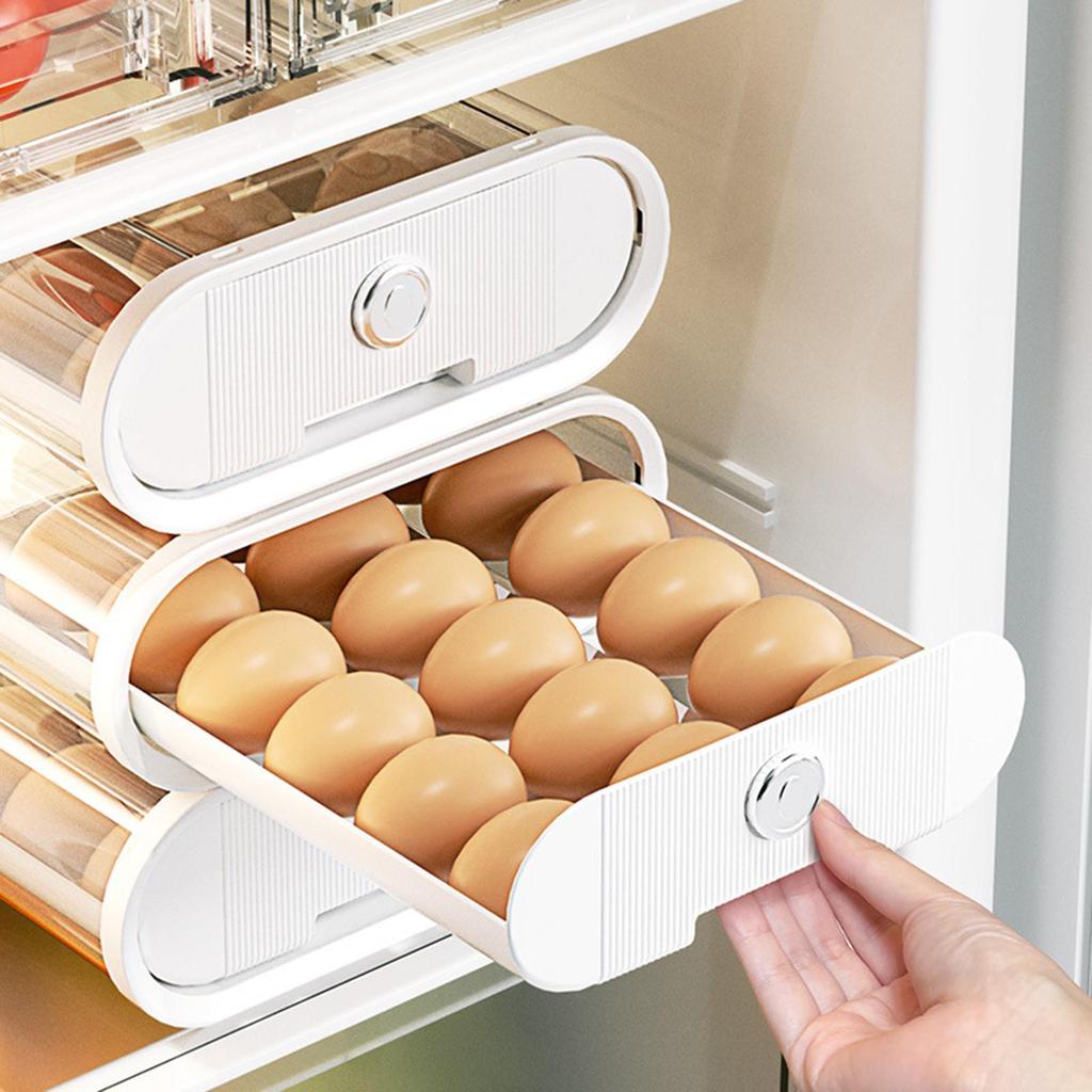 Refrigerator Egg Storage Organizer Holder with Lids Stackable Hold Eggs 18 Count Automatic