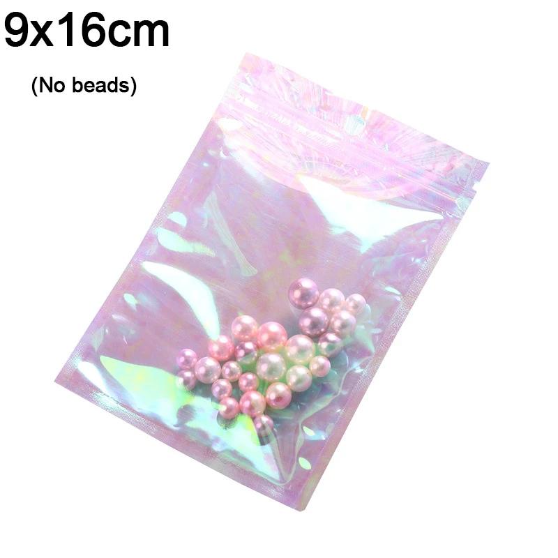 100Pc Iridescent Lock Bags Pouches Cosmetic Plastic Laser Bag Holographic Makeup Bages Hologram Zipper Bubbles Mailers Supplies