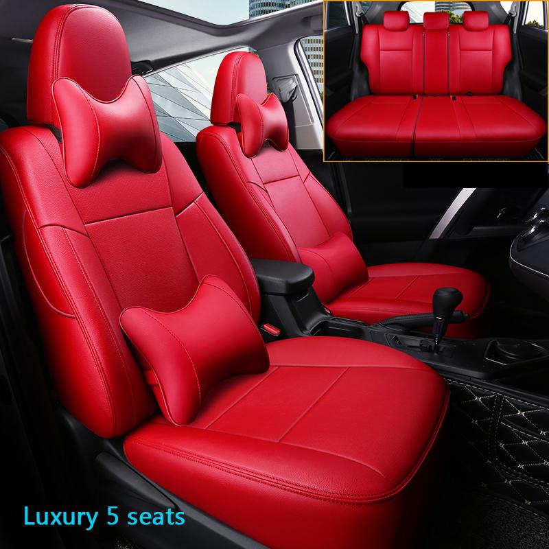 Premium Leather Car Seat Cover For Toyota RAV4 2013-2018 Custom Fit Auto Special Luxury Protect Breathable Car Seat Cushion