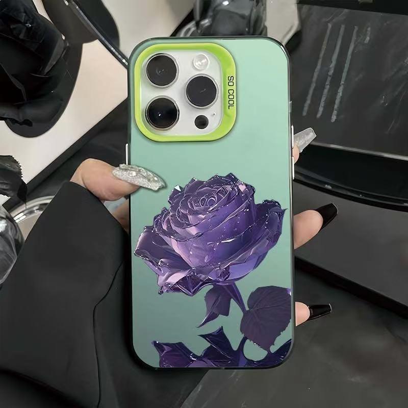 Purple ice rose is suitable for Apple 17Promax mobile phone case personalized vitality case iPhone16/15/14 Europe and America 13