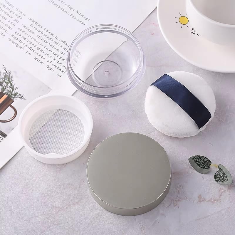 20g Loose Powder Case with Sponge Refillable Handmade Cosmetics Small Travel Powder Box Puff, Container, Container,