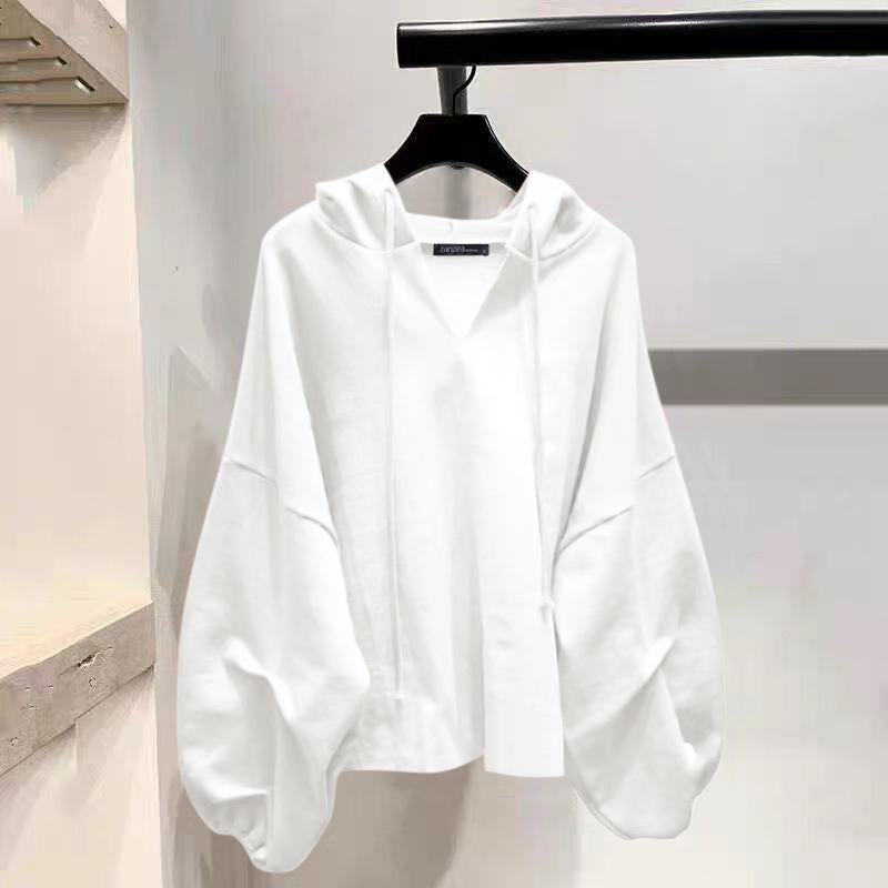 

ZANZEA Женские осенние вязаные свитера с капюшоном и длинными рукавами 3XL белый