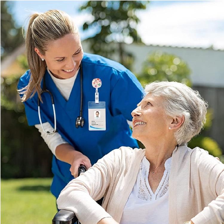 Retractable Badge Holder with Metal Clip Rotating ABS Badge Holder for Student Teacher Doctor Nurse Badge Holder