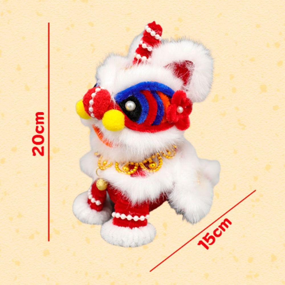 Handmade Handheld Lion Lantern Personality Glowing Lion Dance Lantern Decoration Hanging Lion Ornaments Purple Color Red Color