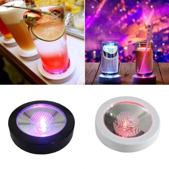 LED Luminous Round Flash Cup Coaster Induction Advertising Bar Ktv Party Club