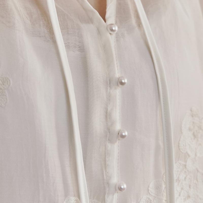 Maxza Bohemian Floral Embroidery Volume Sleeve Blouse Ze05qb403nh