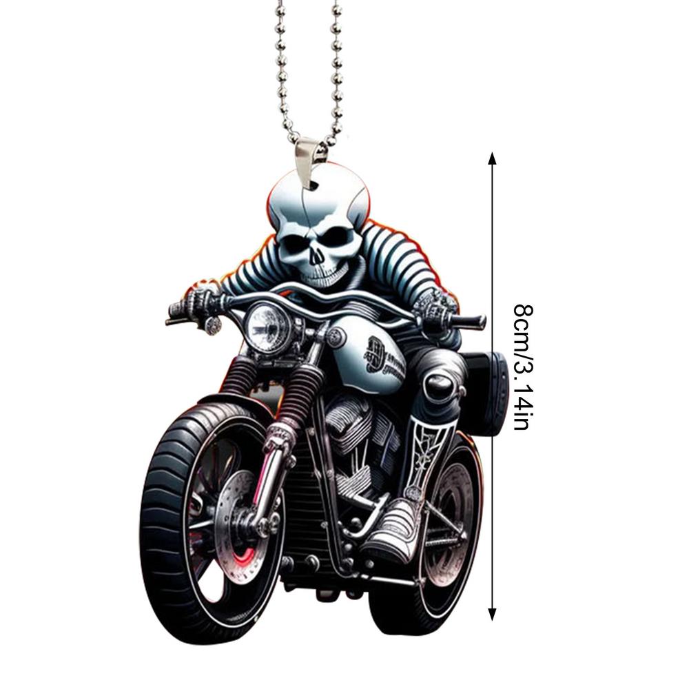 Car Arylic Skeleton Ornament 2D Flat Acrylic Pendant Quirky Skeleton Automotive Trim Seasonal Decorations With Lanyard For Key