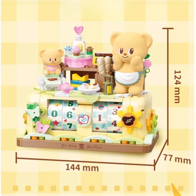 

Butter Bear Perpetual Calendar Building Blocks Assembling Toys Girls Gift Kawaii Ornaments Assembling Model Building Blocks no box