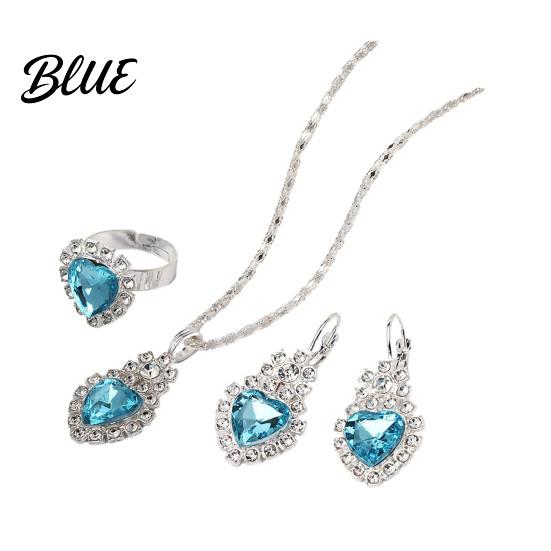 Trendy Jewelry Set Heart for Women Shiny Rhinestone Unique Design