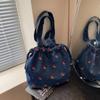Elegante Borsa a Mano in Tela Ricamata Borsa a Spalla Casual alla Moda Semplice Borsa a Tracolla per Donna