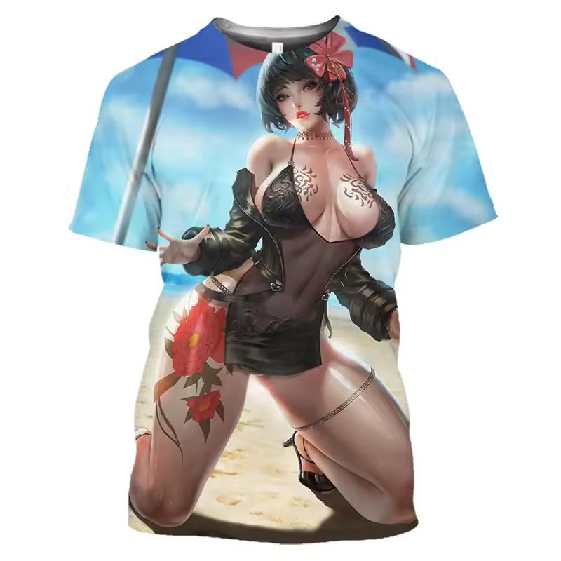 Men's Summer Fashion Casual Loose Plus Size Pattern Printed Sports O Neck Short Sleeved 3D T-shirt Top