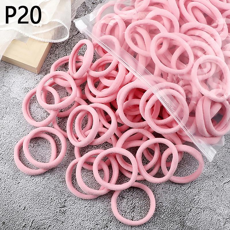 Conjunto de 50 faixas de cabelo básicas para mulheres e meninas, 4 cm, cores sólidas, simples, elásticas, laços de cabelo, acessórios para cabelo, prendedor de rabo de cavalo