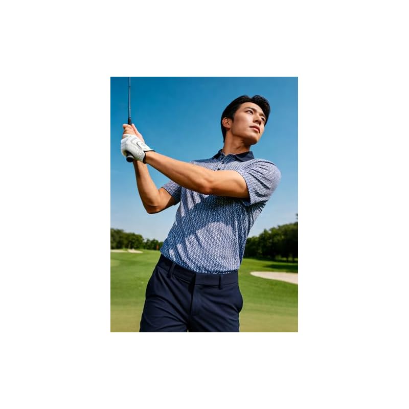[Gopune] Men's Golf Polo Shirt, Short Sleeve, Sweat-Wicking, Quick-Drying, Stretch, Collared Polo Shirt, UPF50+, Casual, Tennis, Business, 3-Button,