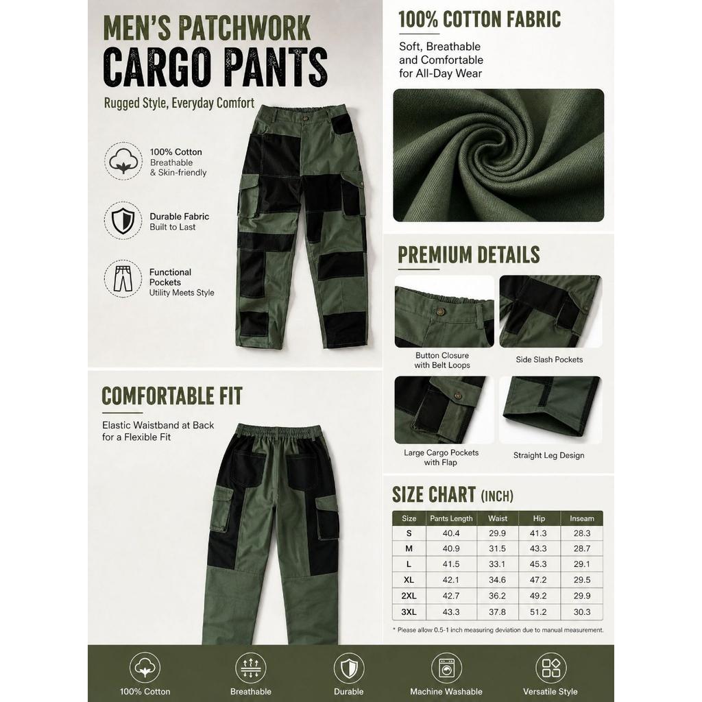 2026 New Style European Men's Multi-color Block Tactical Multi-pocket Outdoor Workwear Pants