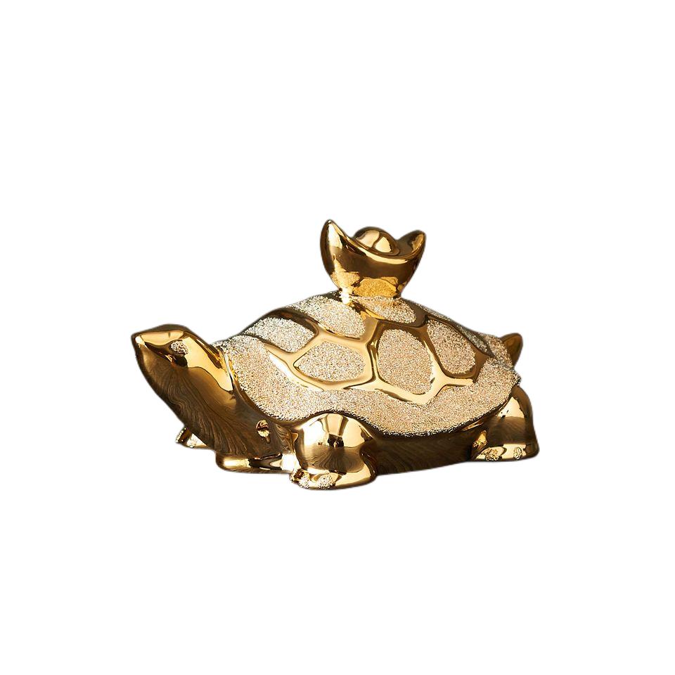 Gold-plated Lucky Money Ceramic Turtle, Home Decoration Artifact, Simplicity TV Desktop Wine Cabinet, Originality Gifts