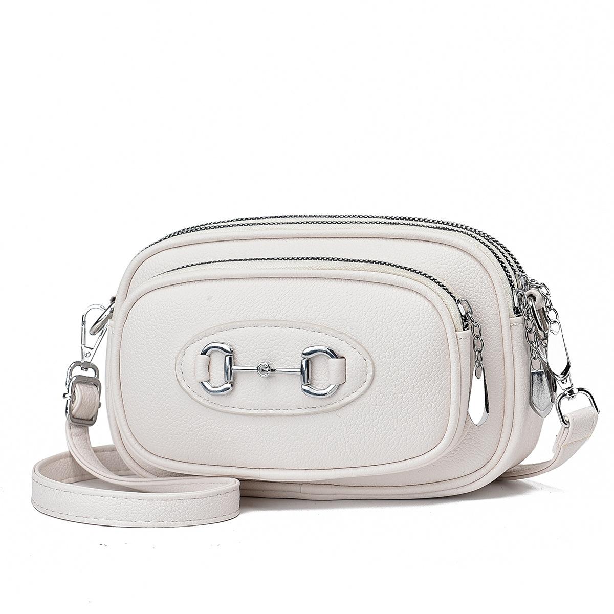 

New solid color texture fashionable versatile portable bag women s shoulder bag handbag messenger bag 20*7*13 белый