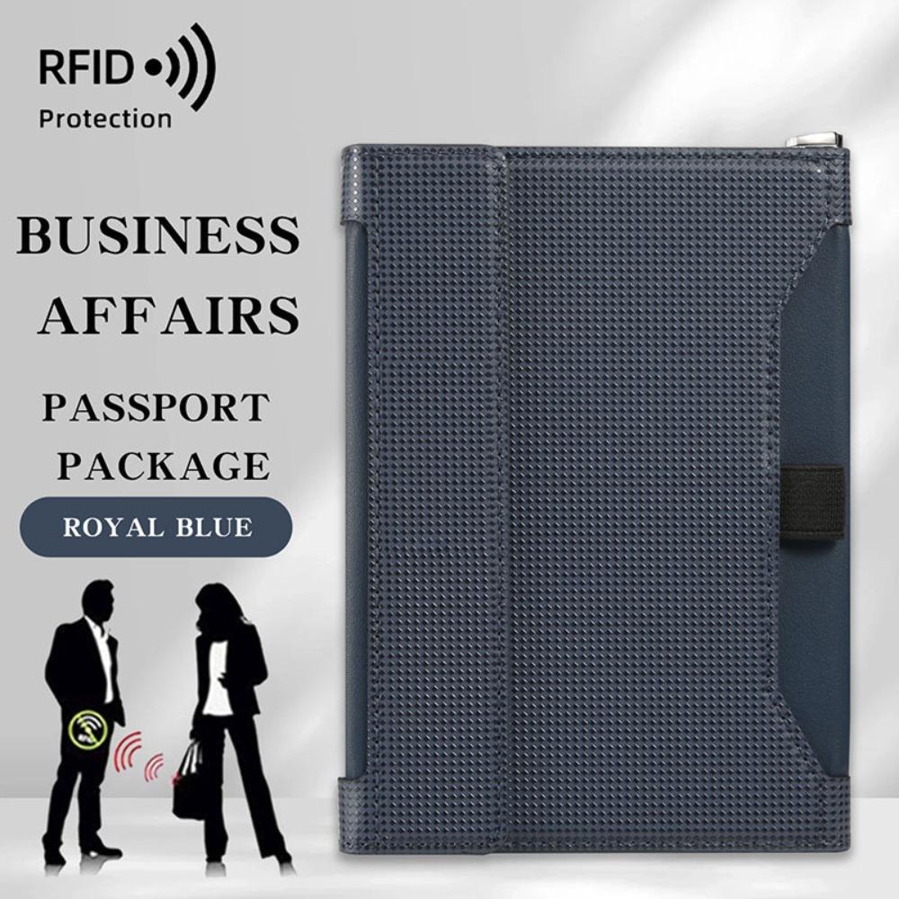 New Solid Color Passport Holder RFID Blocking Ticket Slot Clip Protective Cover Protector Leather Travel Card Bag