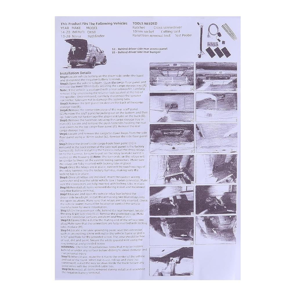 4 Way Flat Trailer Wiring Harness Kit Compatible with Infiniti QX60 2014-2020, for Nissan Pathfinder 2013-2020 4 Way Flat T-Connector Harness,