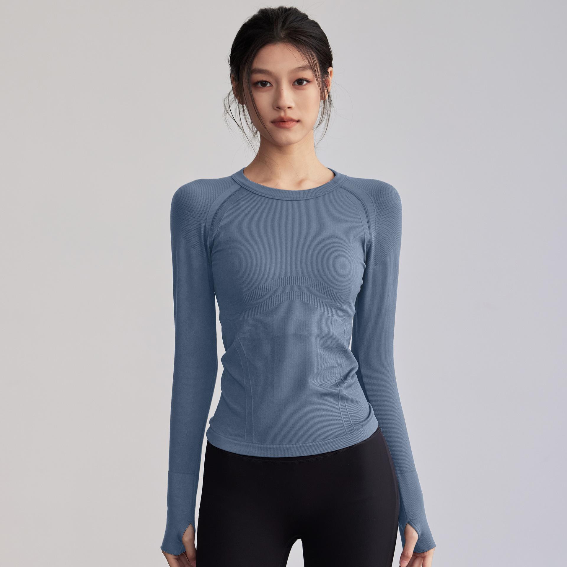 Autumn/Winter Women s Quick-Dry Long Sleeve Yoga & Running Top - High Elasticity, Slim-Fit. S