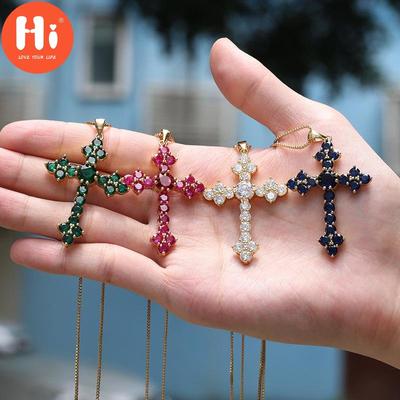 Hi Trendy Cross Pendant Necklace Women Hip Hop Chain Necklace Wedding Engagement Jewelry Gifts