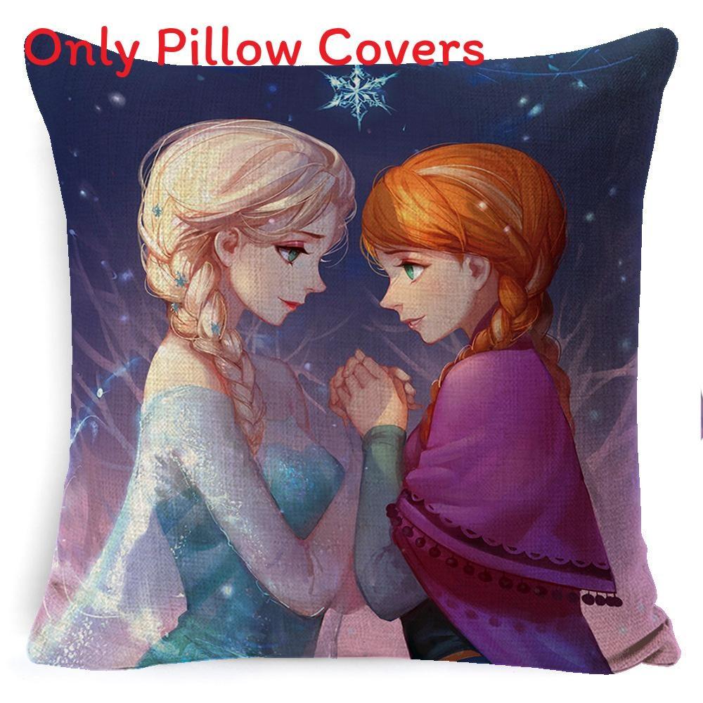 The Frozen Snow Queen Cartoon Cushion Cover Linen Material Cozy Spaces Home