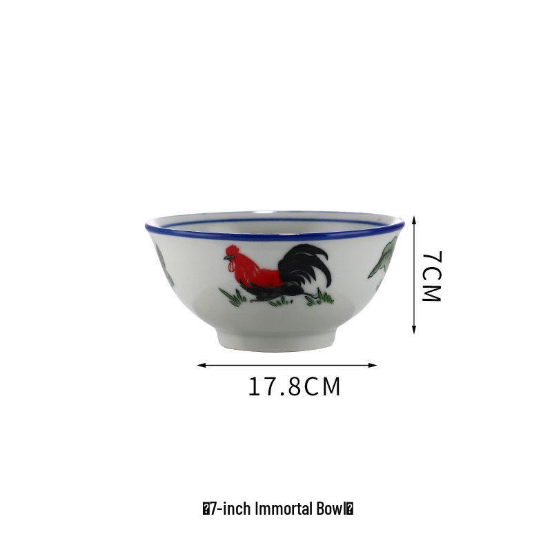 Keramik-Retro-Hahnschüssel - Nostalgisches Kampfhahn-Design