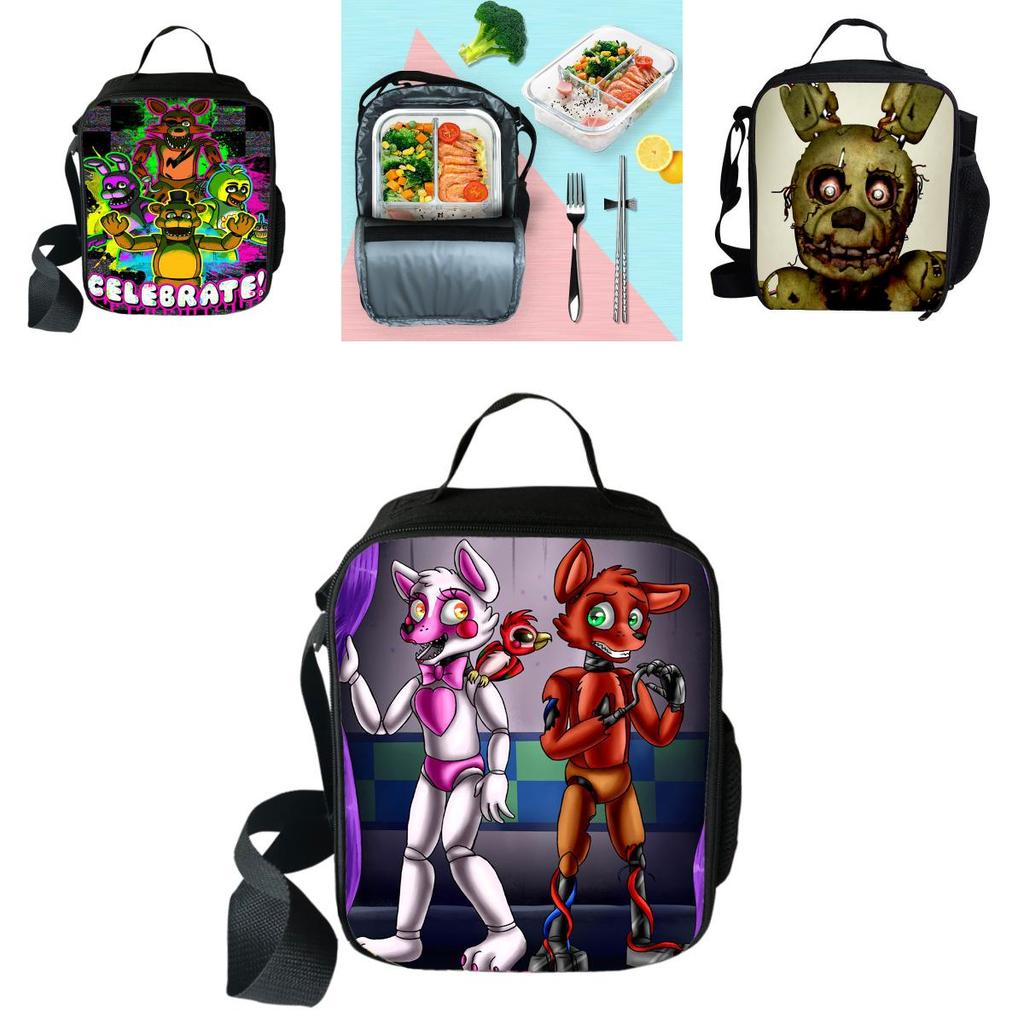 Durable And Easy To Wash Five Nights At Freddy's 3d Printed Insulated Lunch Bag