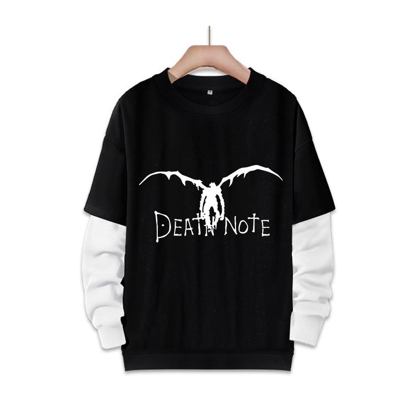 Stampa Anime Death Note Nero/Grigio S-3XL Casual Manica Lunga