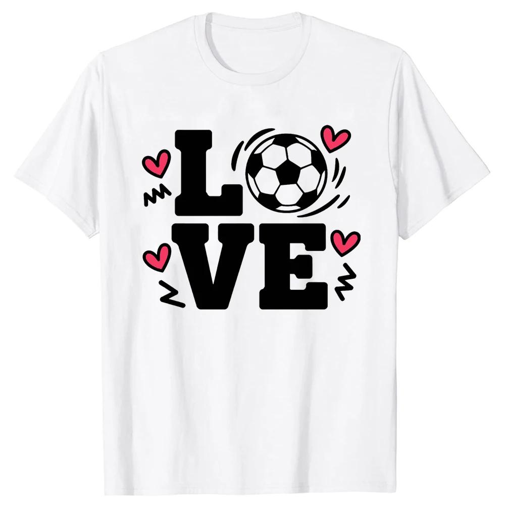 

Love Soccer Graphic Tee Breathable Cotton Short Sleeve TShirt Casual Loose Crewneck Shirt 4XL
