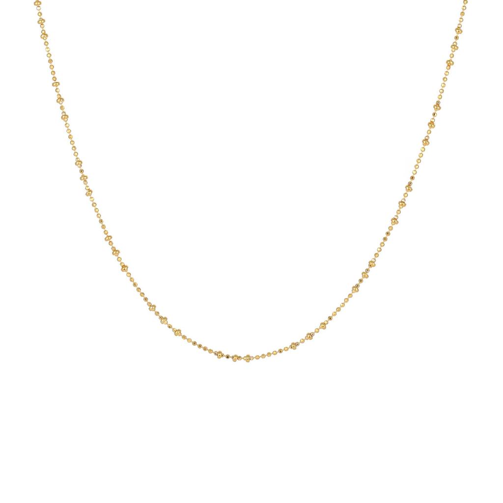 Japanese Exquisite S925 Sterling Silver Star Choker Necklace, 18K Gold-Plated, Super Shiny Faceted Bead Chain