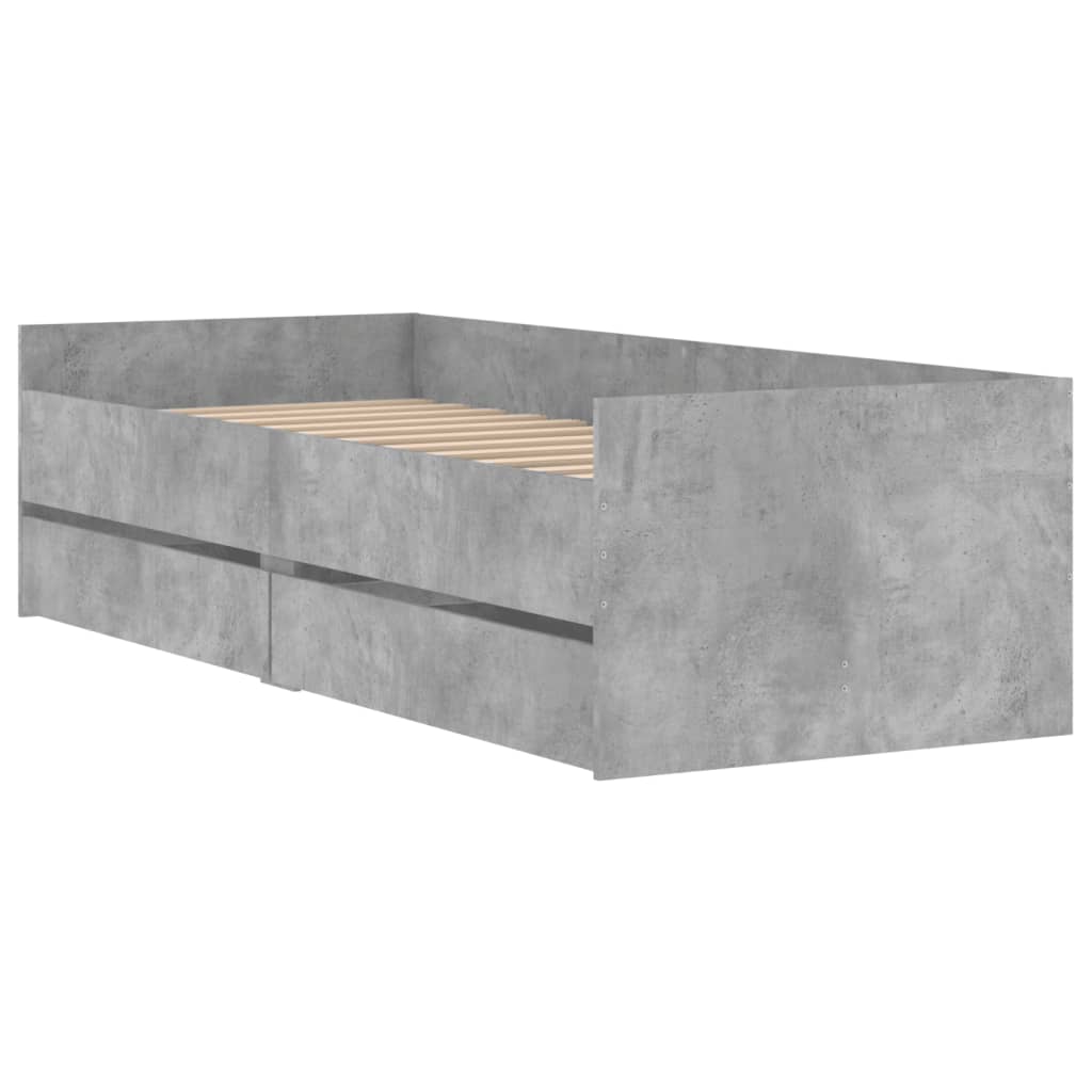 Bed with Drawers Concrete Grey 75 X 190 Cm