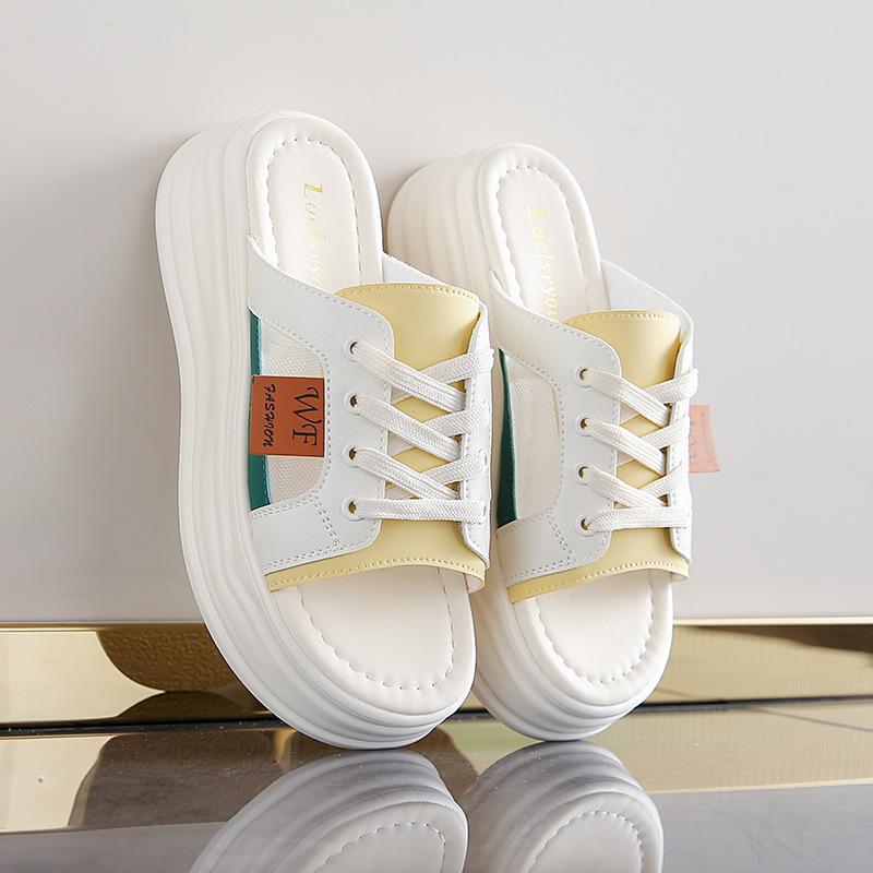 2025 summer new half slippers women's outer shoes casual one-pedal lazy thin-soled white shoes women