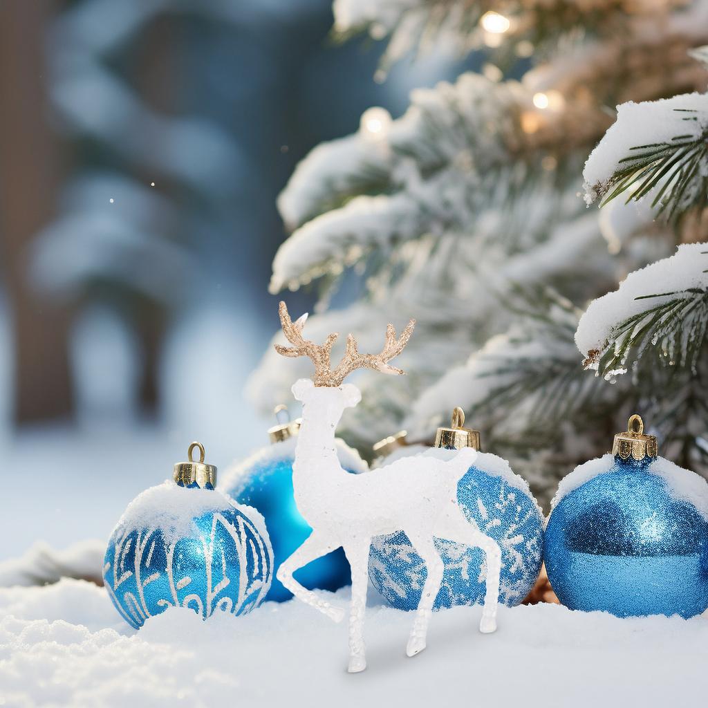 6Pcs Christmas Reindeer Decorations Adorable Elk Statues Plastic Xmas Standing Deer Ornaments Party Tabletop Holiday Decor