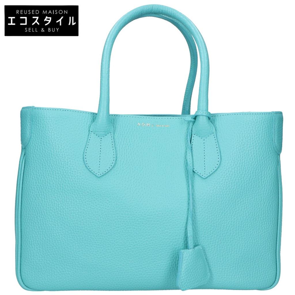 A.D.M.J. Accessoires De Mademoiselle [Good Condition] Shrink leather Tote Bag TurquoiseUsed