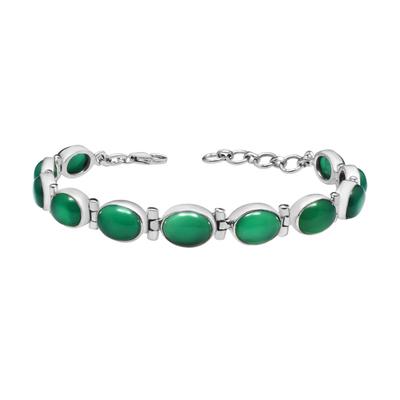 Bracelet en onyx vert naturel, argent sterling 925, bijoux faits à la main, longueur réglable, cadeau pour maman, cadeau de Pâques