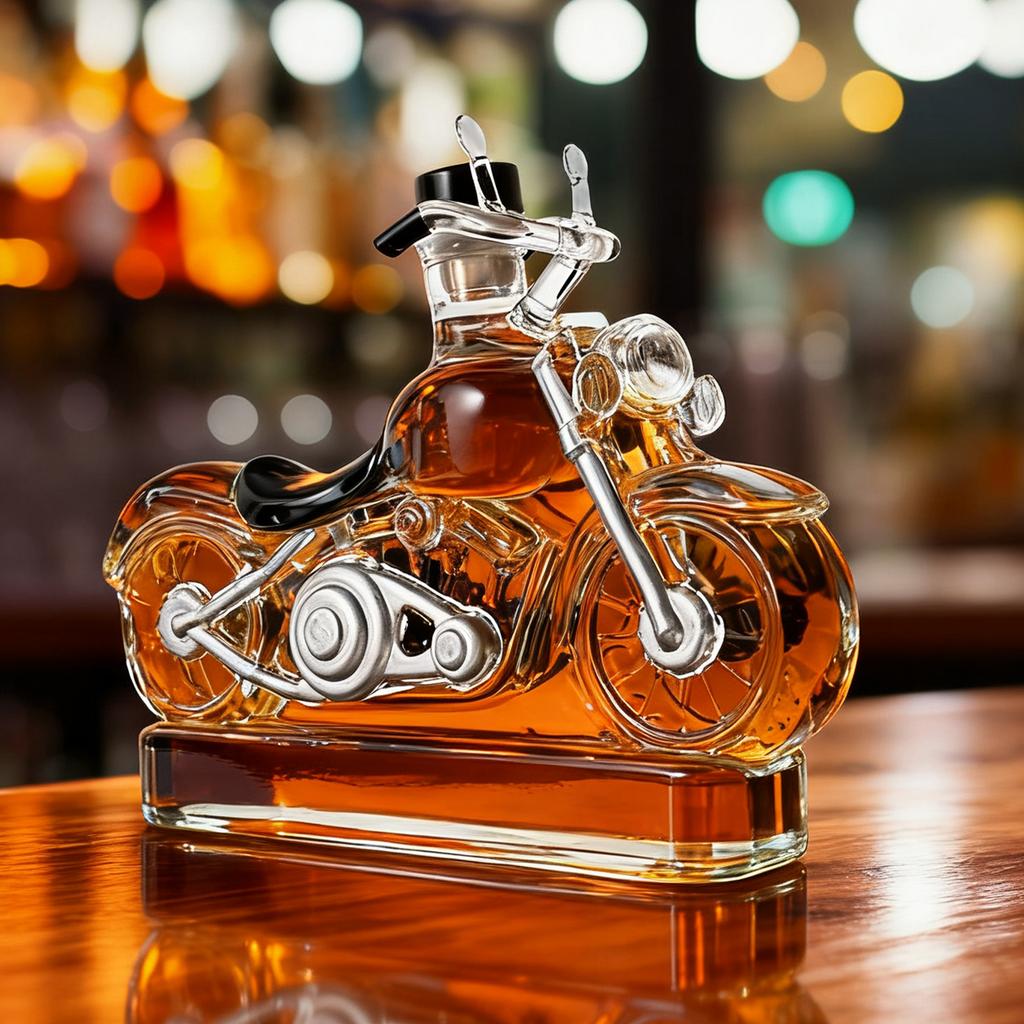 Szklana butelka na whisky Mustang 300 ml ze szkła borokrzemowego Butelka silnika motocyklowego Butelka na whisky z dwoma silnikami w kształcie litery V Akcesoria barowe