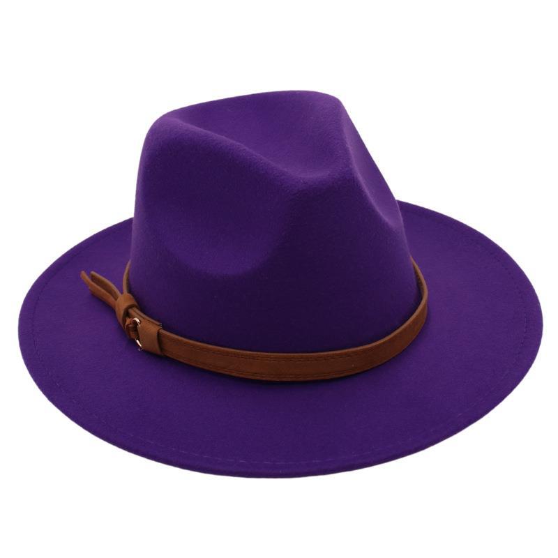 Top Hat Belt Buckle Model Jazz Hat Men'S And Women'S Concave Felt Hat Woolen Hat Fedora Hat