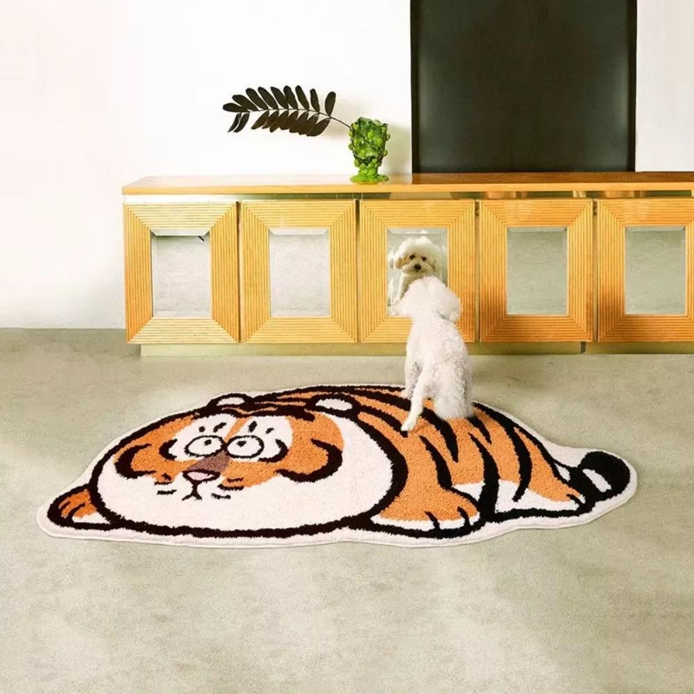 Thick Furry Carpets Cartoon Entrance Mat Toilet Mat Tiger Carpet Living Room